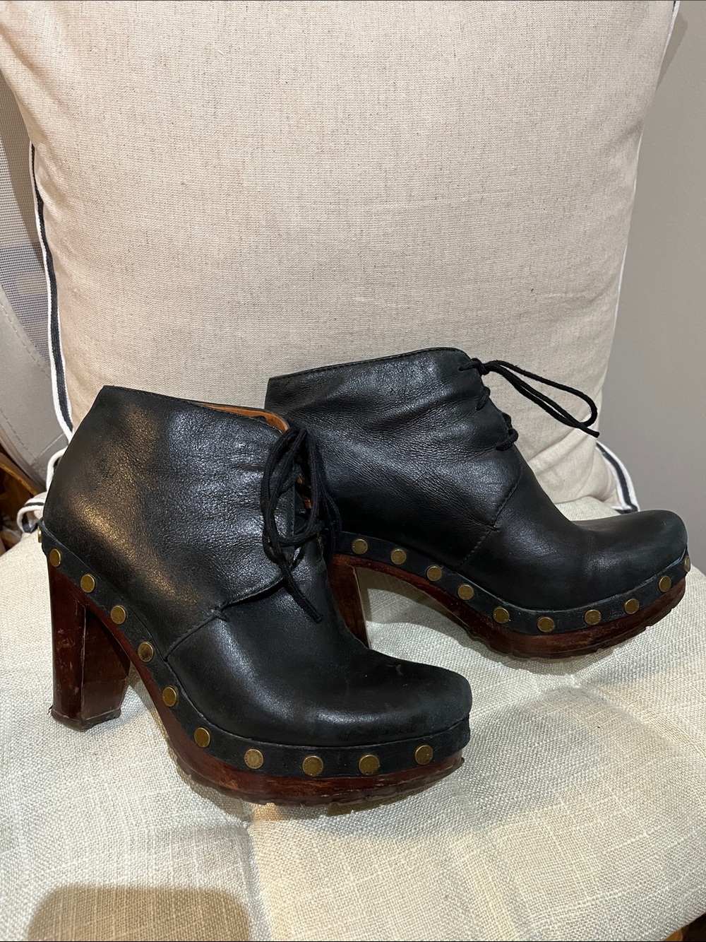 Marc by Marc Jacobs Clog Ankle Boots with Brass Stud detailing